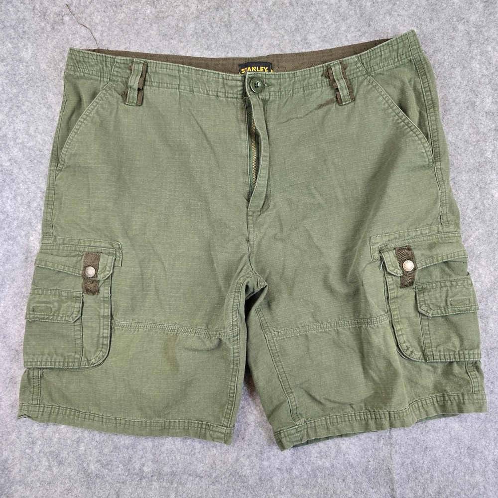 Stanley Cargo Shorts Mens 36 Olive Green Relaxed Fit Ripstop Utility Workwear